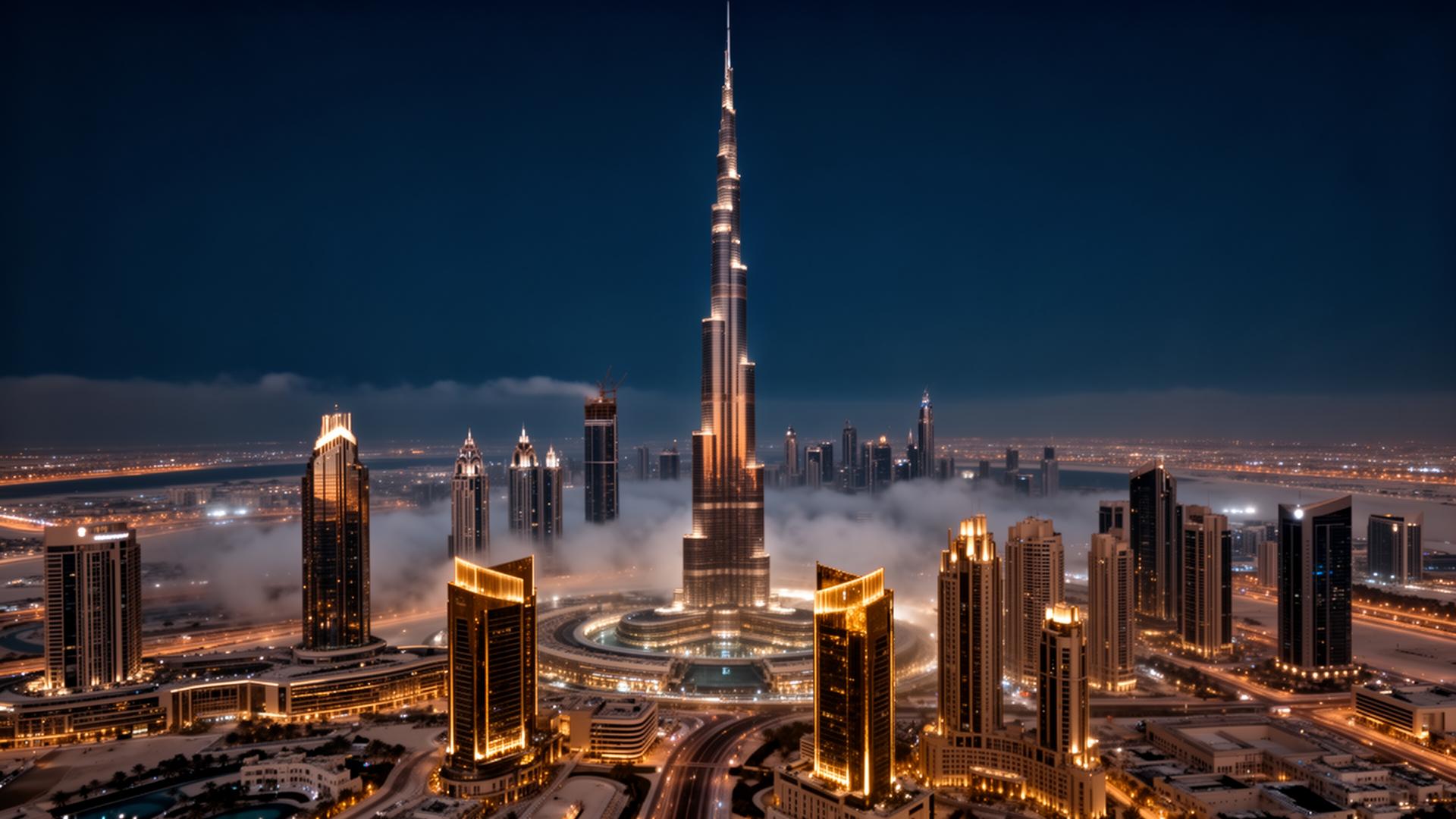 Dubai skyline at twilight